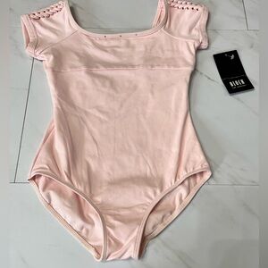 NWT Bloch Girls Pink twist shoulder leotard size 8-10